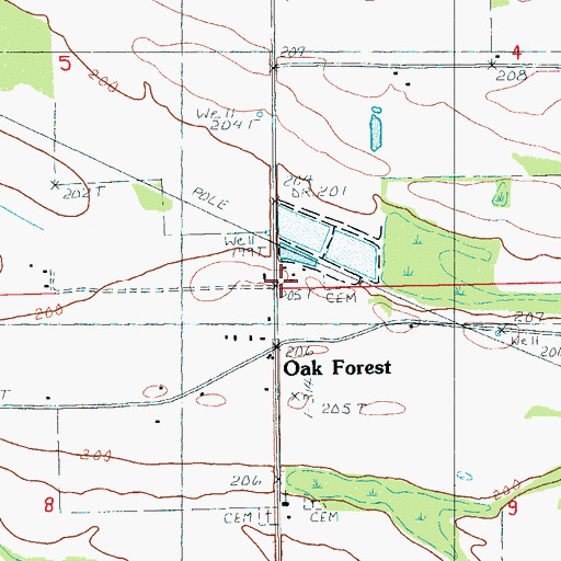 Topographic Map of Oak Forest School (historical), AR
