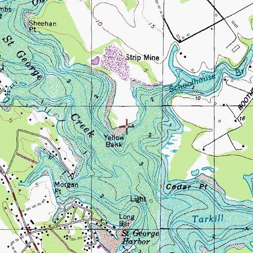 Topographic Map of Yellow Bank, MD