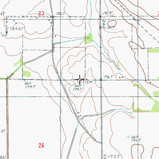 Topographic Map of Hawkins Chapel Cemetery, AR
