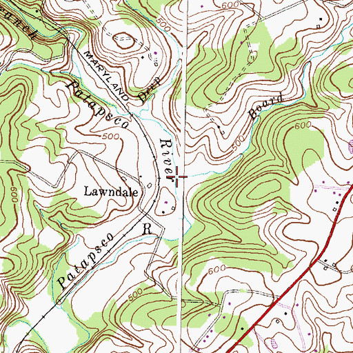 Topographic Map of Board Run, MD