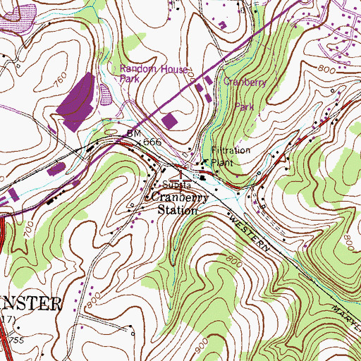 Topographic Map of Cranberry Station, MD