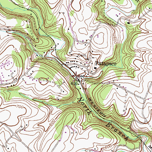 Topographic Map of East Branch North Branch Patapsco River, MD