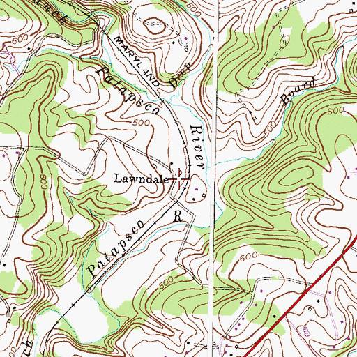 Topographic Map of Lawndale, MD