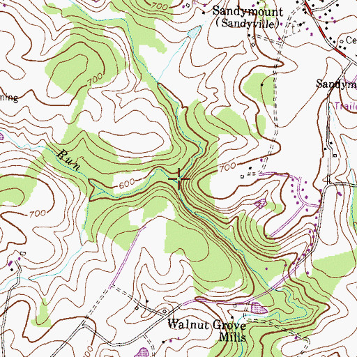 Topographic Map of Middle Run, MD