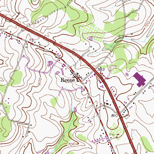 Topographic Map of Reese, MD