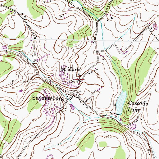 Topographic Map of Saint Marks Church, MD