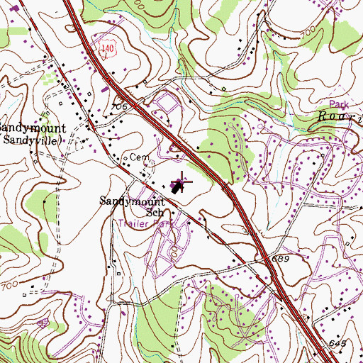 Topographic Map of Sandymount Elementary School, MD