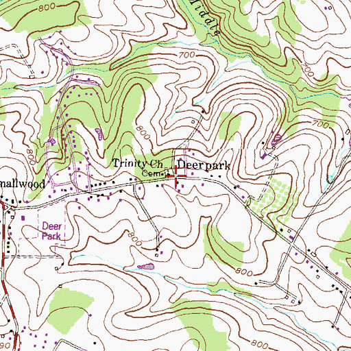 Topographic Map of Trinity Church, MD