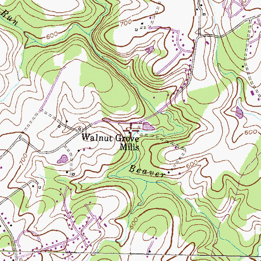 Topographic Map of Walnut Grove Mills, MD