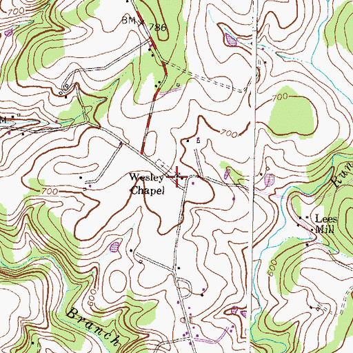 Topographic Map of Wesley Chapel, MD