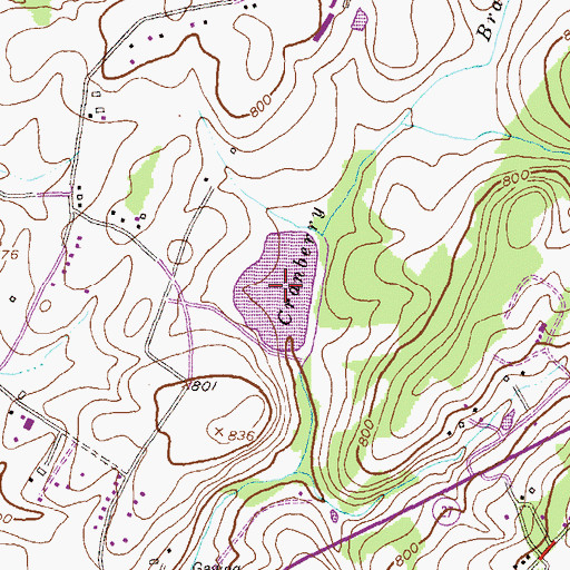 Topographic Map of Cranberry Reservoir, MD