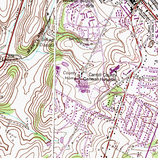 Topographic Map of County Home Farm Pond Dam, MD