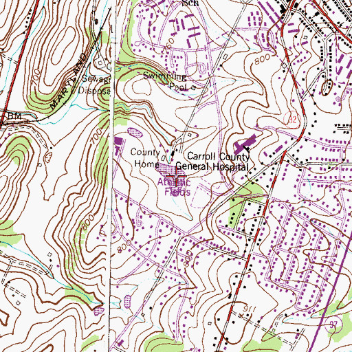 Topographic Map of County Home Farm Pond, MD