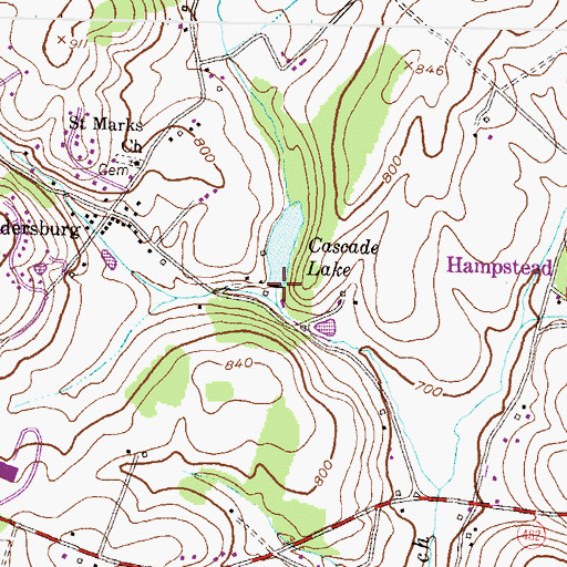 Topographic Map of Cascade Lake Dam, MD