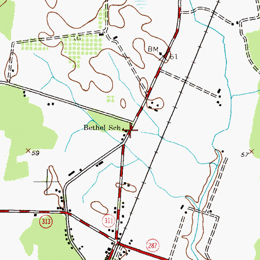 Topographic Map of Bethel School (historical), MD