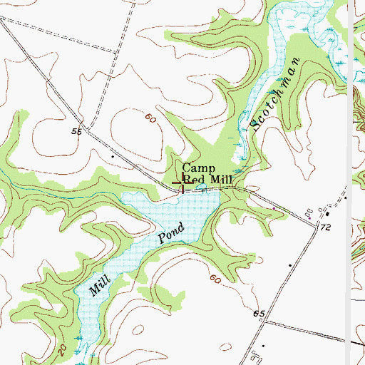 Topographic Map of Camp Red Mill (historical), MD