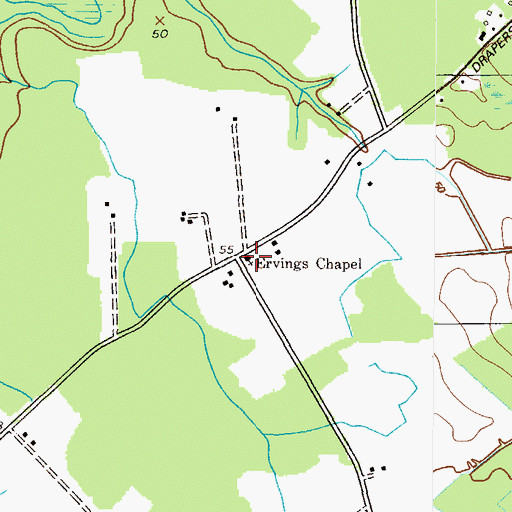 Topographic Map of Ervings Chapel (historical), MD