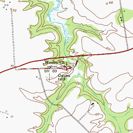 Topographic Map of Wesley Church (historical), MD