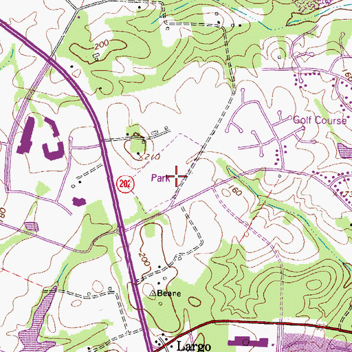 Topographic Map of Largo-Lottsford Community Park, MD