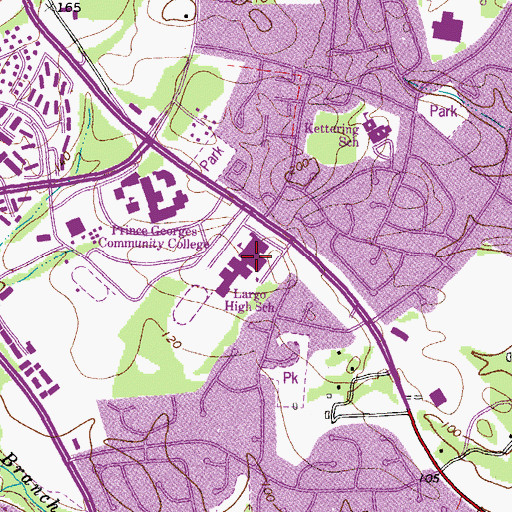 Topographic Map of Largo High School, MD
