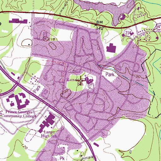 Topographic Map of Kettering Elementary School, MD