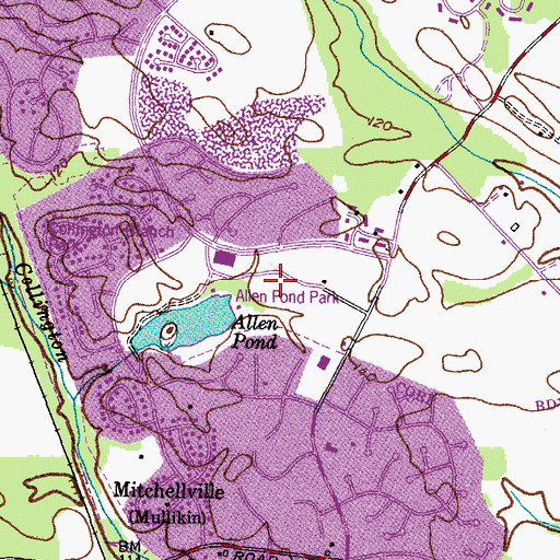 Topographic Map of Allen Pond Park, MD