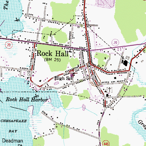 Topographic Map of Rock Hall Middle School, MD