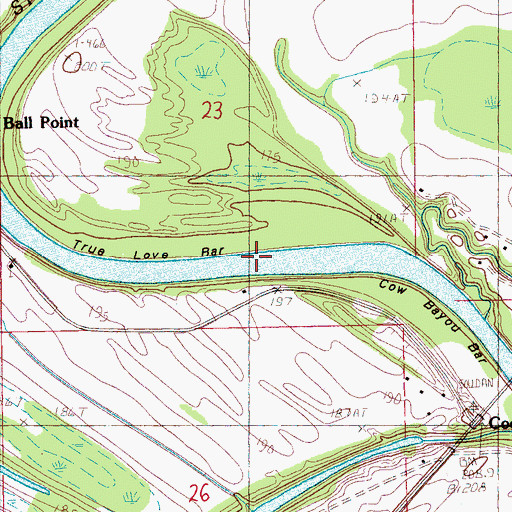 Topographic Map of True Love Crossing, AR