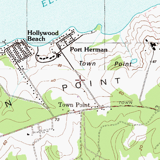 Topographic Map of Town Point Methodist Church, MD