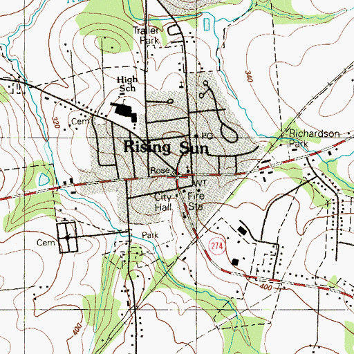 Topographic Map of Rising Sun, MD