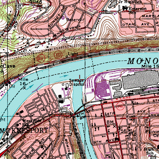 Topographic Map of Youghiogheny River, PA