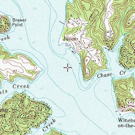 Topographic Map of Clements Creek Seaplane Base, MD