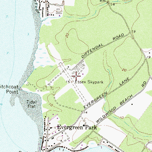 Topographic Map of Essex Skypark, MD