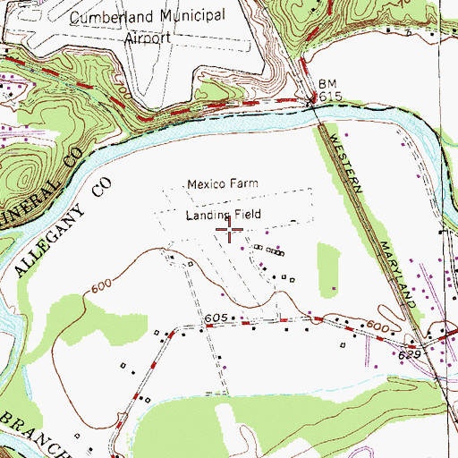 Topographic Map of Mexico Farms Airport, MD
