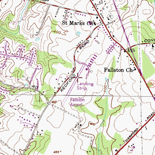 Topographic Map of Fallston Airport, MD