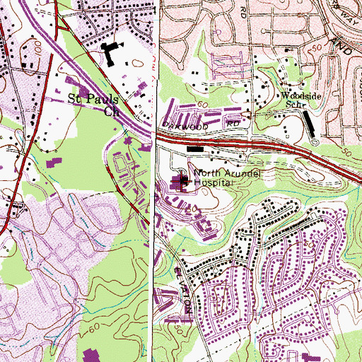 Topographic Map of North Arundel Hospital Heliport, MD