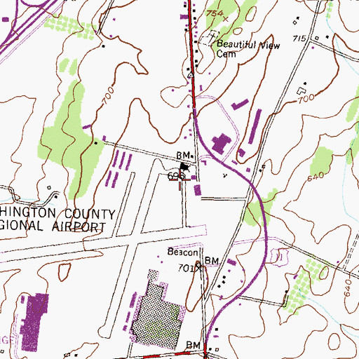 Topographic Map of Hagerstown Regional Airport-Richard A Henson Field, MD