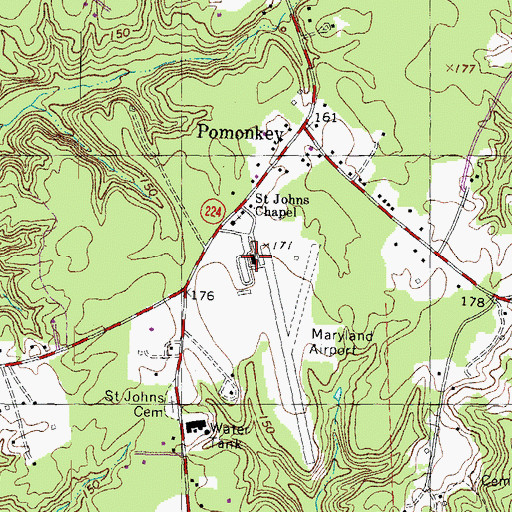 Topographic Map of Maryland Airport, MD
