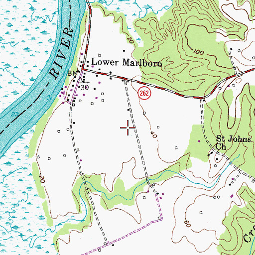 Topographic Map of Lower Marlboro Airport (historical), MD