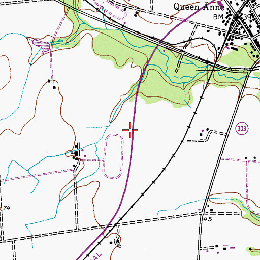 Topographic Map of Meadow Brook Airport (historical), MD