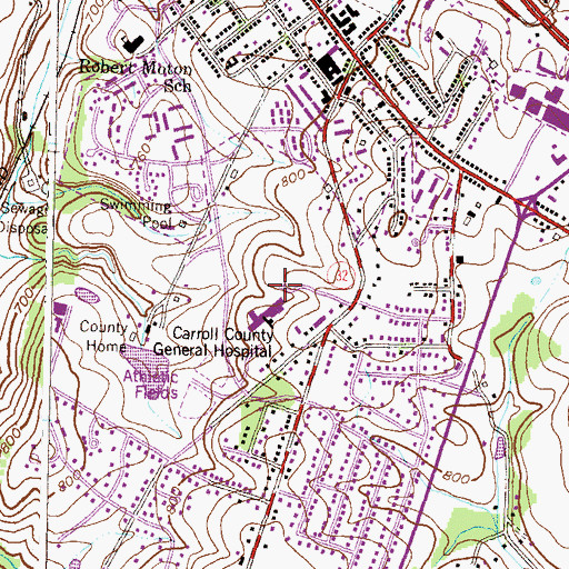 Topographic Map of Carroll County General Hospital Heliport, MD