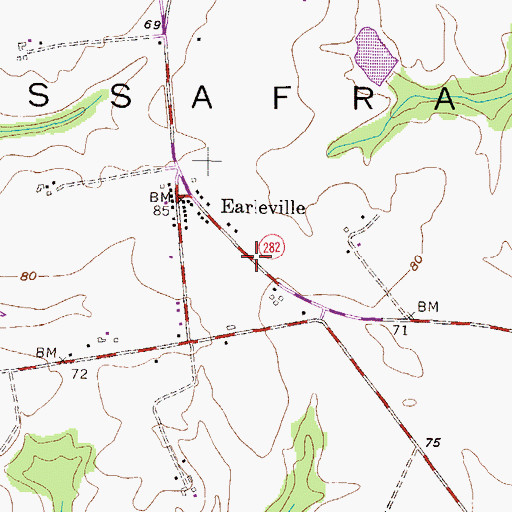 Topographic Map of Earleville Post Office, MD