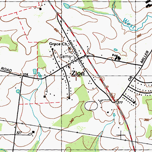 Topographic Map of Zion Post Office (historical), MD