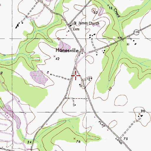 Topographic Map of Hanesville Post Office (historical), MD