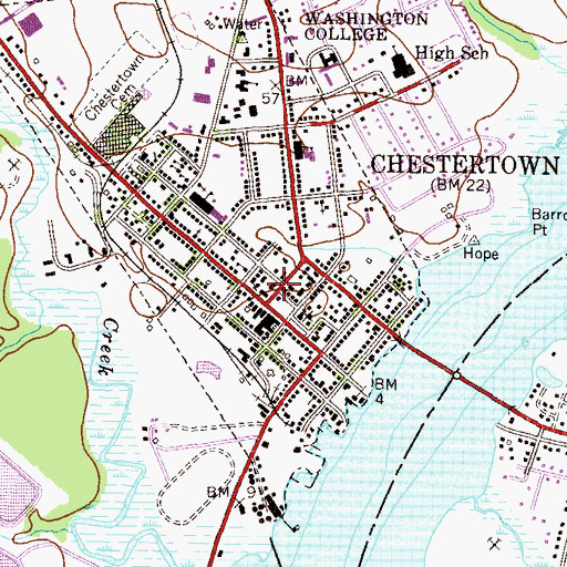 Topographic Map of Chestertown Post Office, MD