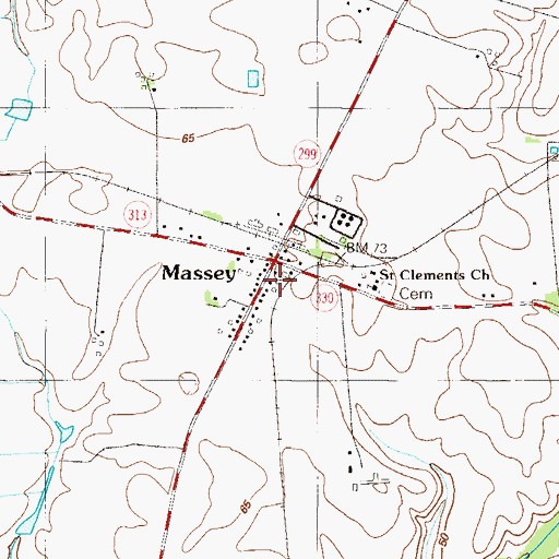 Topographic Map of Massey Post Office, MD