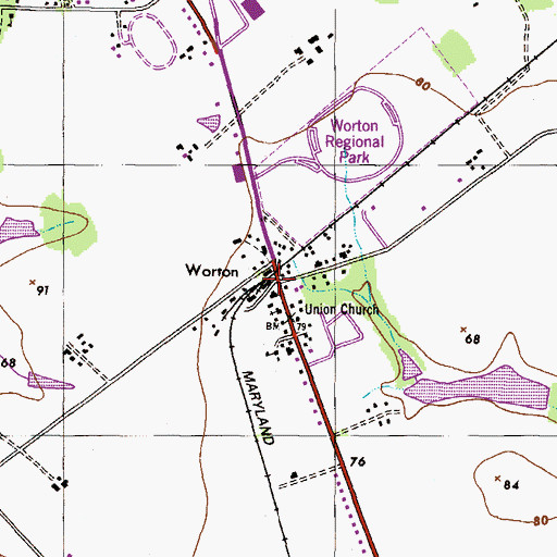 Topographic Map of Worton Post Office, MD