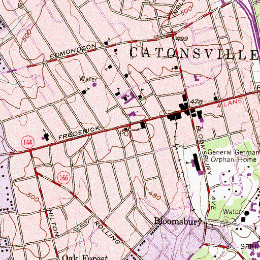 Topographic Map of Catonsville Post Office, MD