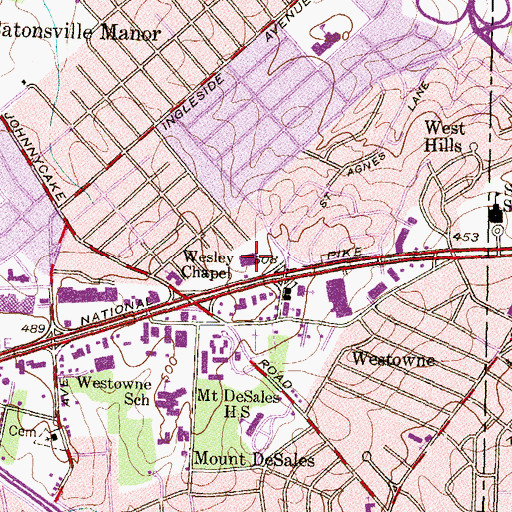 Topographic Map of Ridgeway Shopping Center, MD