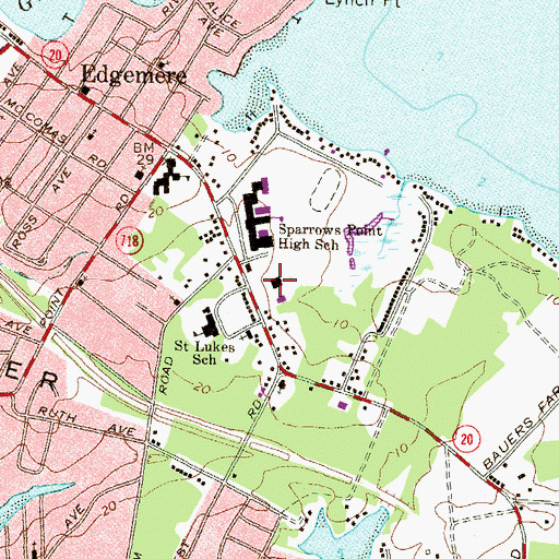 Topographic Map of Sparrows Point Post Office, MD